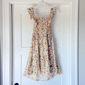 &merci | floral mini dress | ties in back